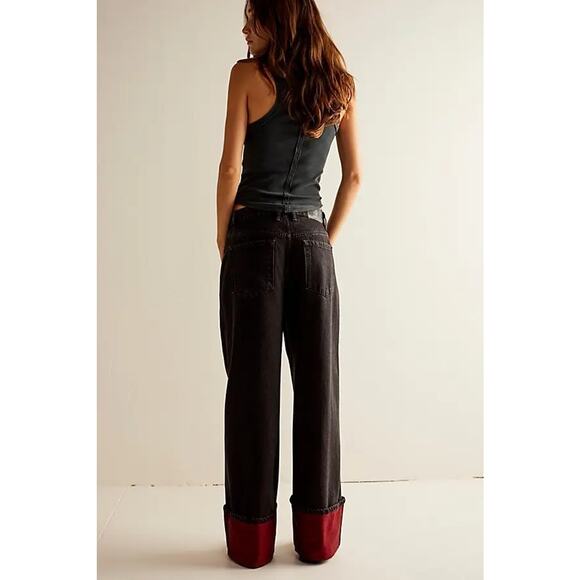 Free People We The Free Final Countdown Red Boyfriend Low Rise Baggy Jeans 29
